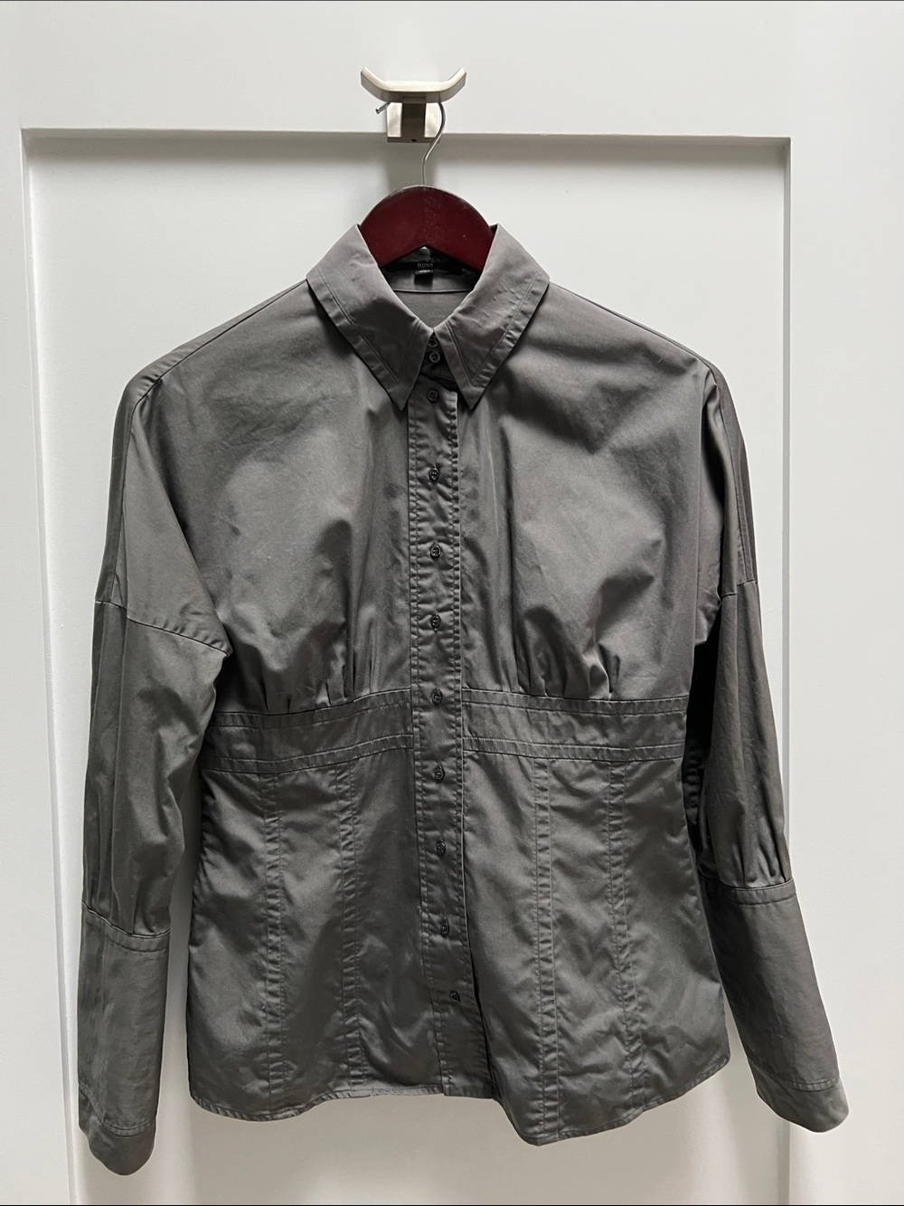 Hugo Boss Charcoal Gray Button-Front Blouse